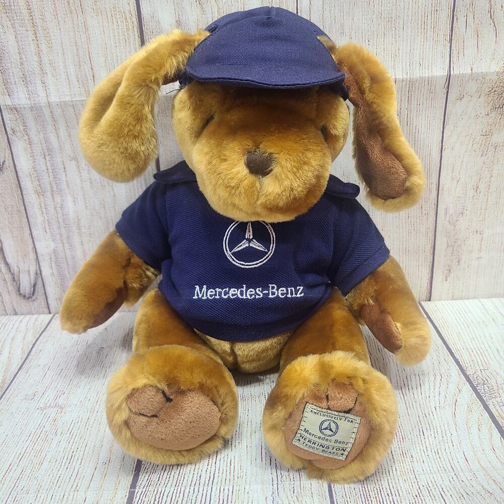 Vintage Mercedes Benz Plush Dog Stuffed Animal Blue Hat Polo 10" 2003 Herrington